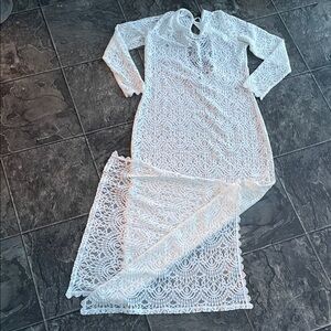 DIVIDED Lace Long Sleeve Dress Coverup Scalloped Fairy Goth Coquette Feminine